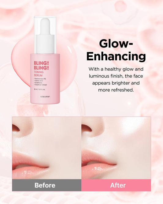 A'SOME Bling Bling Toning Serum Korean Advanced Facial Serum with 5% Niacinamide for Radiant Complexion, Vegan Gel Formula with Hyaluronic Acid & 10 Vitamins, Dermatologist Tested, 1.01 fl.oz.