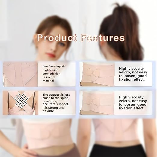 Back Brace Posture Corrector for Women, Adjustable Back Straightener for Posture Correction Pink, Neck Shoulder Lumbar Upper Lower Back Pain Relief - Scoliosis, Hunchback, Spine Corrector, Size L