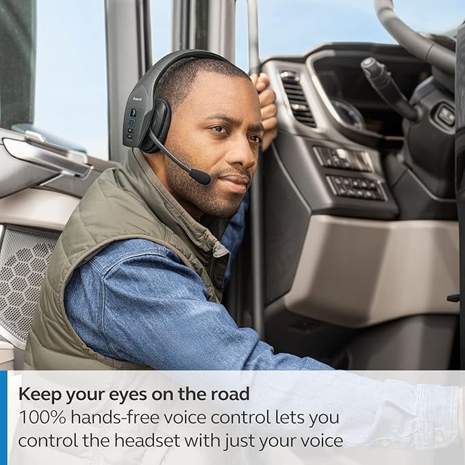 BlueParrott B650-XT Mono Bluetooth Wireless Headphones 96% Noise Canceling Over Head Trucker Headset with Mic, 100% Voice Control, IP54-Rated Protection, Active Noise Cancellation, 36 hrs. Talk Time