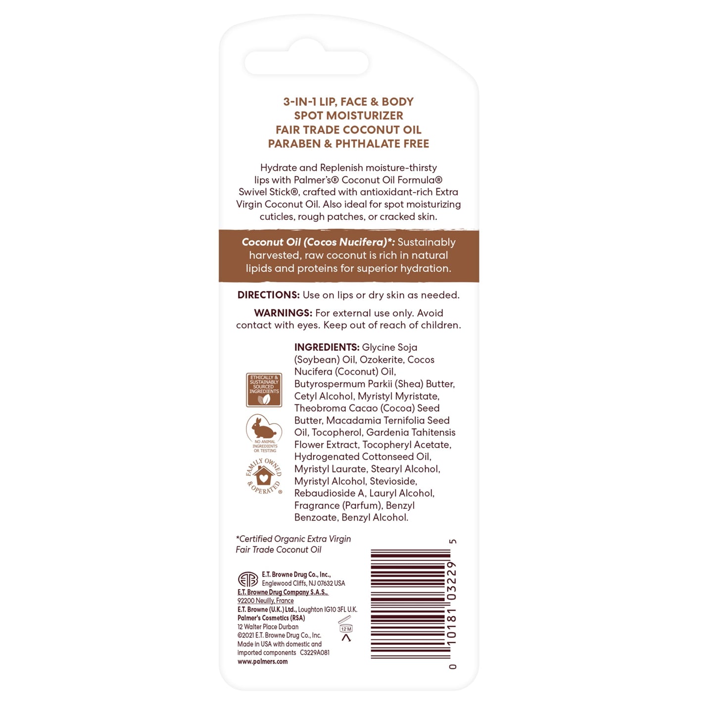 Palmer's Coconut Oil Formula Moisturizing Swivel Stick with Vitamin E, Lip Balm, Face & Body Moisturizer Stick, Ideal for Treating Dry Skin Patches (Pack of 2)