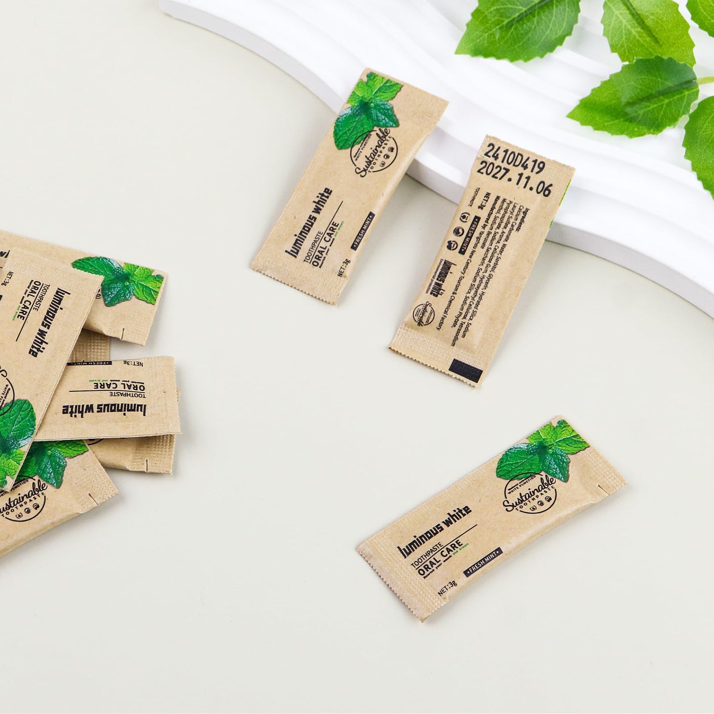 HAIFOTRVA 50 Pack Too Small Bulk Travel Size Toothpaste,0.105 oz Extra Small Toothpaste Travel Size Bulk Mint Mini Disposable Toothpaste for Hotel,Guests,Homeless,Charity(Only Good for Single Use)