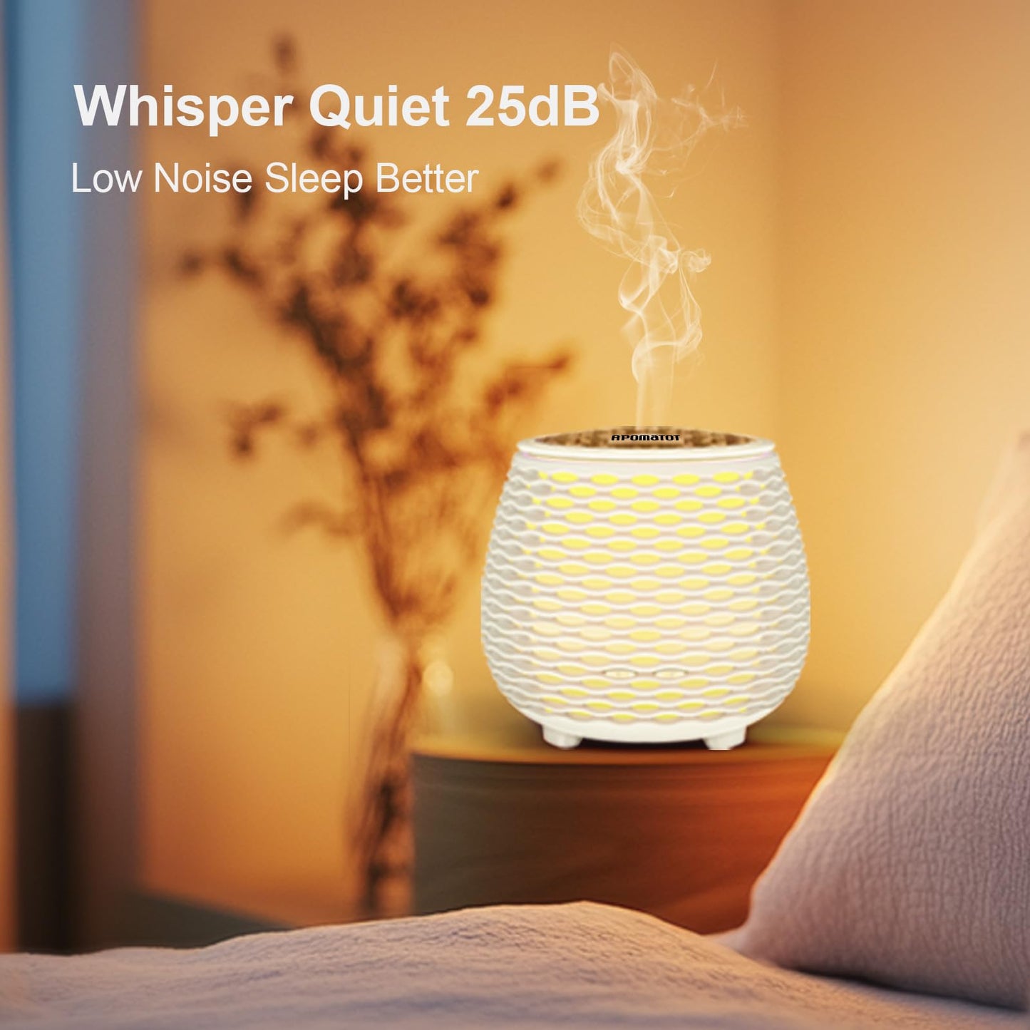 APOMATOT 2 Pack 140ml Small 25dB Quiet Working Essential Diffuser,Aromatherapy Diffusers Cool Mist Humidifier with USB 7 LED Light Color,Waterless Auto Shut-Off for Home Office Room