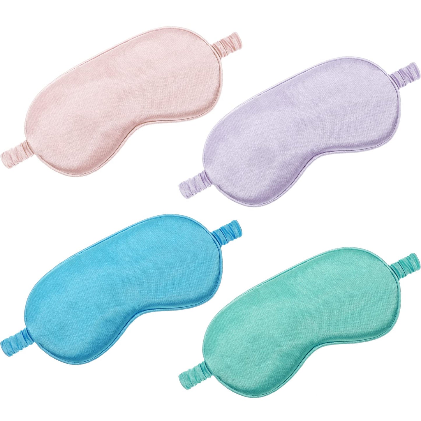 4 Pcs Silk Eye Mask Smooth Soft Satin Sleep Mask with Ear Plugs with Adjustable Strap Sleep Shading for Travel Nap Relaxation(Light Colors)