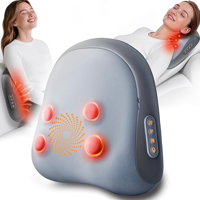 Shiatsu Back and Neck Massager with Heat – Deep Kneading Massage Pillow for Relaxation – Corded Design for Full Body Use - for Loved Ones