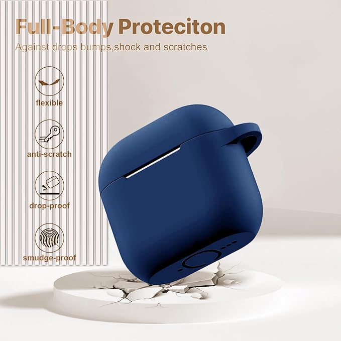 Case Cover for Apple Airpods 4 - VOTILE Airpods 4 Cases 2024 Cover Women Silicone iPods 4 Earbuds Wireless Accessorie Charging Cases Girl Bling Keychain for Airpod iPods 4th Generation - Midnight Blue