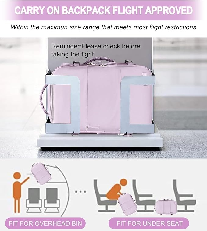 Carry-On Backpack, 42L Airline Approved Gym Backpack for Men & Women, Waterproof, Business & Laptop Daypack, Casual Hiking Pack