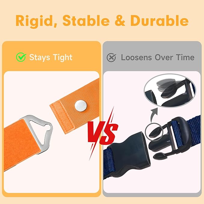 2-in-1 Travel Strap for Luggage Over Handle,Luggage Belt for Carry on Bag, Suitcase Belt, Add a Bag Bungees Luggage Straps Adjustable with Alloy Buckle, Hands-Free for Airport (Orange)