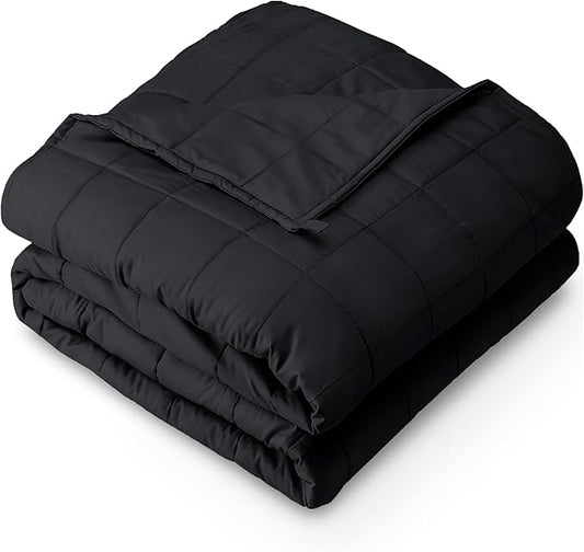 Bare Home Weighted Blanket Full or Queen Size 12lb (48" x 72") for Adults - All-Natural 100% Cotton - Premium Heavy Blanket Nontoxic Glass Beads (Black, 48"x72")