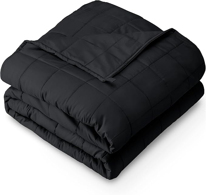 Bare Home Weighted Blanket Twin or Full Size 10lb (40" x 60") - All-Natural 100% Cotton - Premium Heavy Blanket Nontoxic Glass Beads (Black, 40"x60")