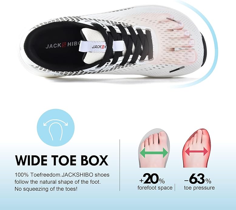 JACKSHIBO Wide Toe Box Shoes for Men Arch Support Shoes Wide Width Sneakers for Running Walking Athletic Tennis Orthopedic Plantar Fasciitis Workout with Thick Cushioned Zero Drop Sole