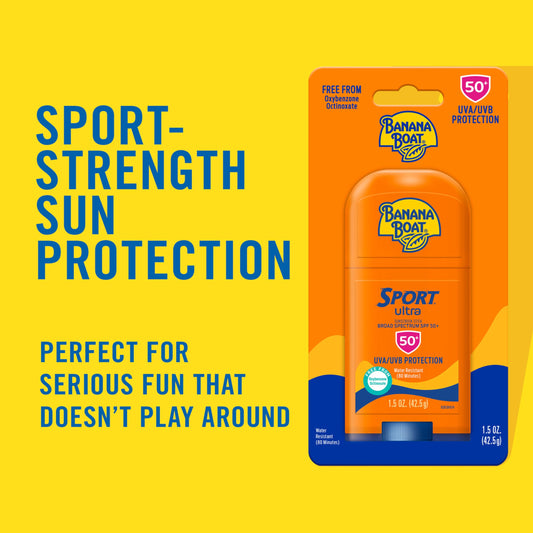 Banana Boat Sport Ultra Sunscreen Stick SPF 50, 1.5oz | Travel Size Sunscreen, Mini SPF Stick Sunblock, Oxybenzone-Free, 1.5oz