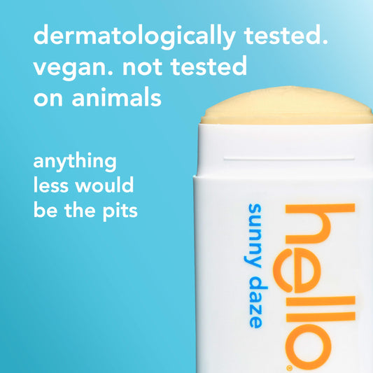 hello Sunny Daze Aluminum Free Deodorant for Women and Men with Shea Butter, 24-Hour Freshness, Baking Soda Free Deodorant, Dermatologically Tested, 2.6 oz Deodorant Stick, 2 pack