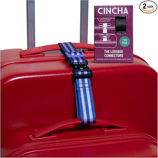 Cincha Add A Bag Luggage Strap Connectors - Connect Multiple Suitcases and Bags - Airport Travel Accessories - As Seen on Shark Tank - 2pcs (Hyacinth)