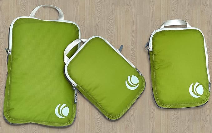Cipway Compression Packing Cubes Set, Ultralight Expandable Travel Packing Organizers for Carry on Luggage (Green 3pcs)