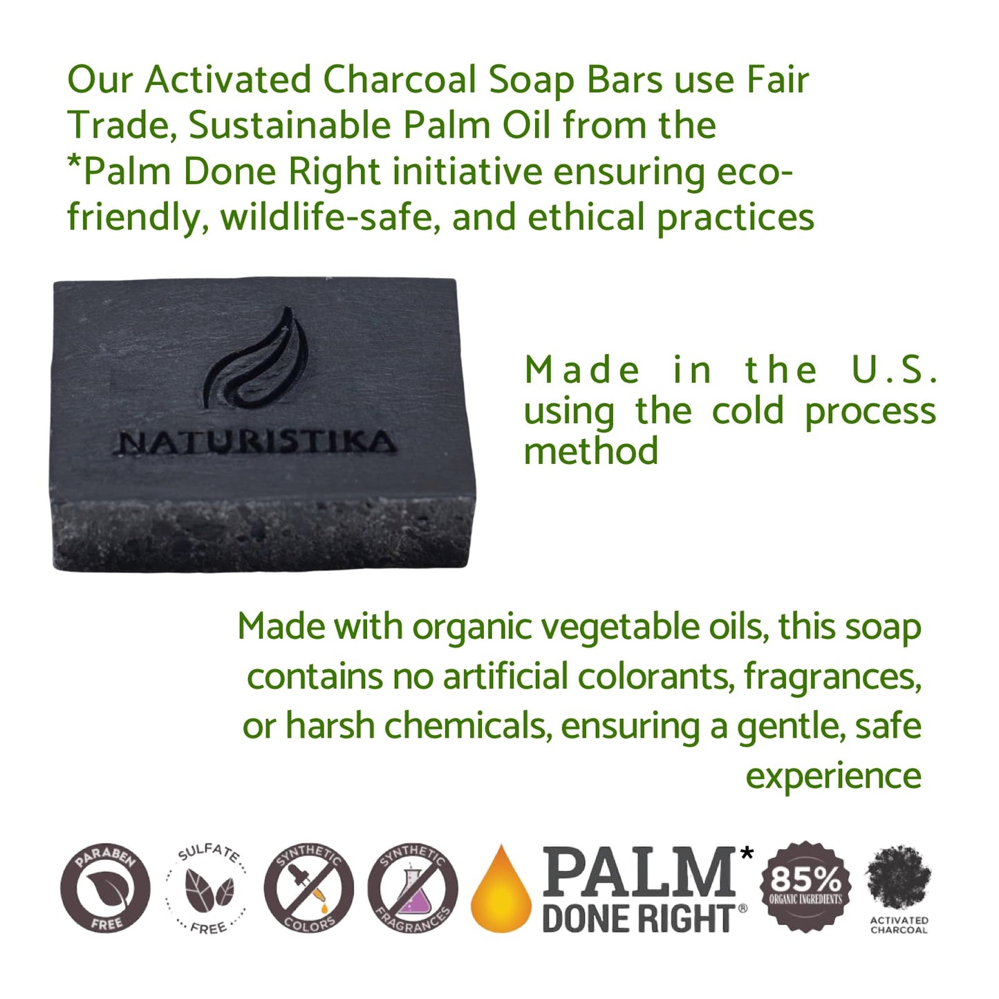 Activated Charcoal Soap Bar (3 Pack), Vegan and All Natural Handcrafted with Organic Oils. Face and Body Soap. For Men, Women and Teens. Unscented.