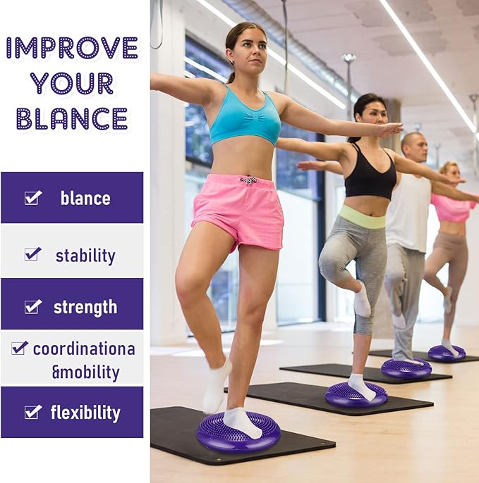 Jerify 4 Pcs Wiggle Seat Flexible Inflated Wobble Cushion Stability Balance Pad Balance Disc Sensory Seat for Men Women Fitness Physical Exercise Improving Posture Home Office