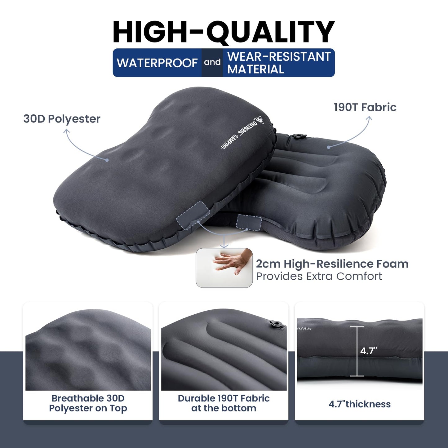 OneTigris Airdream Camping Pillow Ultralight Inflatable Compact for Travel Backpacking Hiking