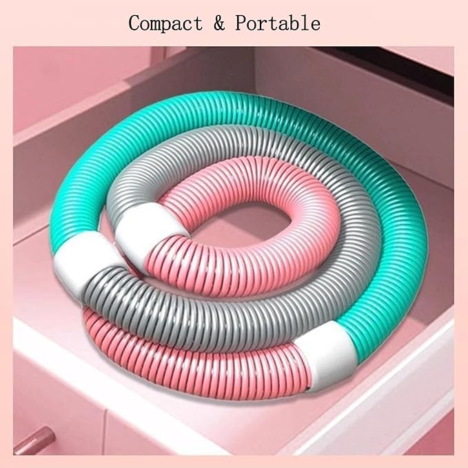 Adjustable Spring Hula Hoop, 3.3 Lbs, Pink/Teal/Gray, Foldable Fitness Waist Trainer for Women