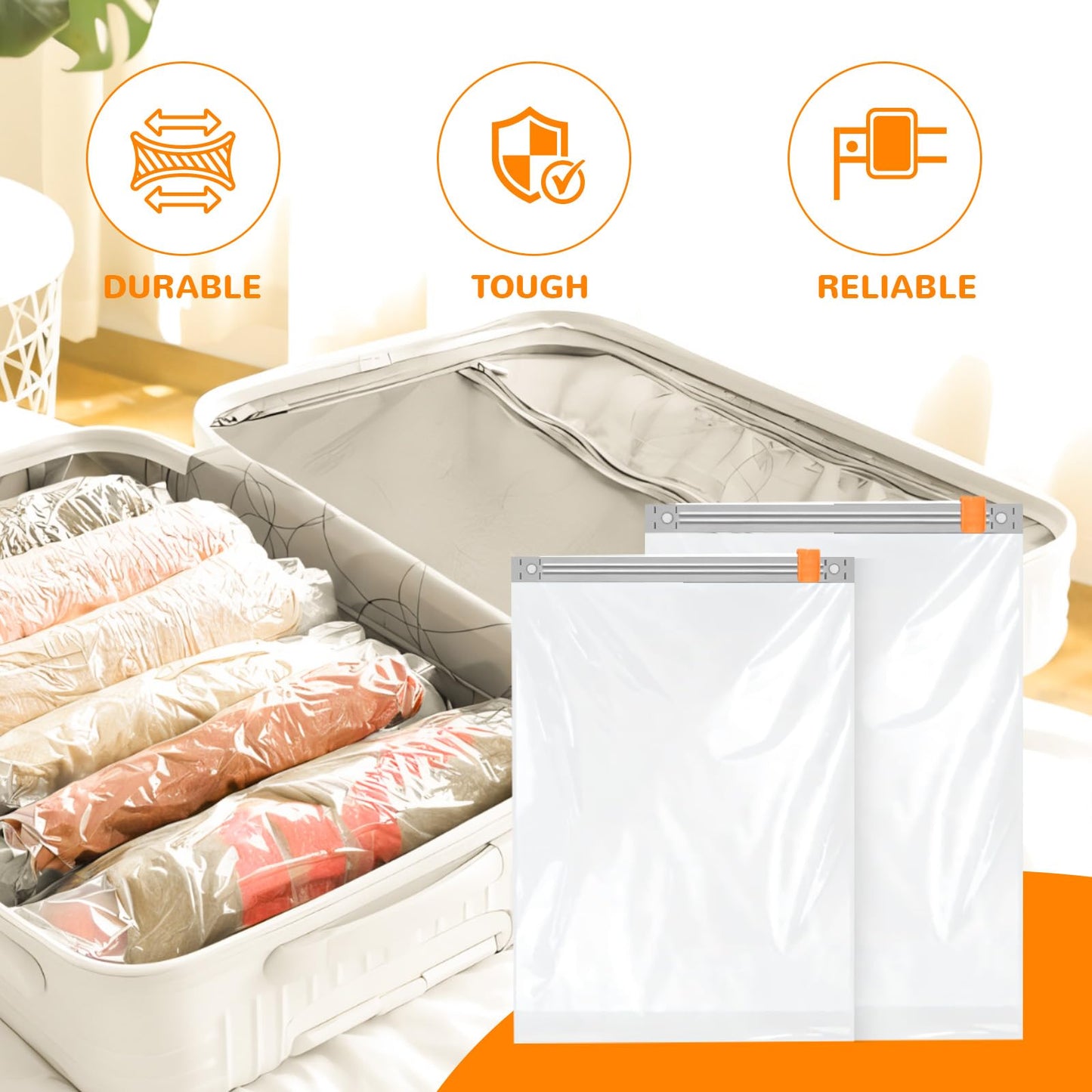 Wevac 20 Compression Travel Bags - Space Saver Bags for Travelling (10 Large, 10 Medium)