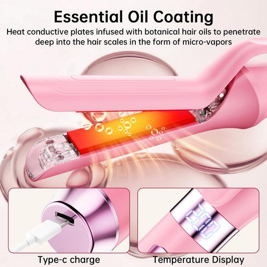 Cordless Rechargeable Flat Iron Detachable(with 3 Plates),3 in 1 Cordless Hair Straightener Battery Powered,Multi-Function Mini Hair Straightener 4000mAh,Travel Straightener for Long and Short Hair