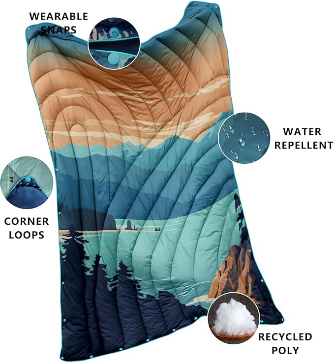 Camping Blanket,Puffy Printed Camp Blankets Lightweight Packable for Outdoor Camping,Traveling, Stadium, Hiking, Picnics
