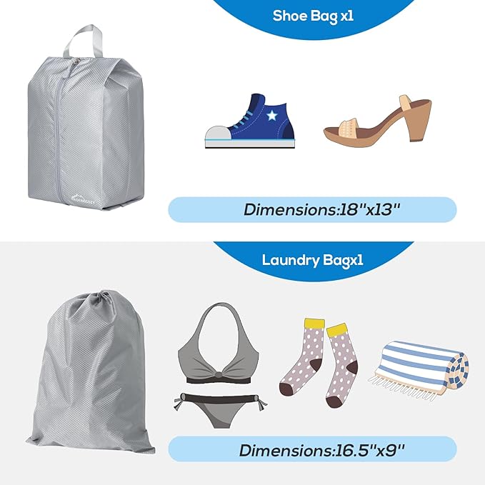 Compression Packing Cubes, 9 Set Packing Cubes for Travel Compression, Lightweight Compressible Package Organizer for Carry On and Suitcases, Light Grey