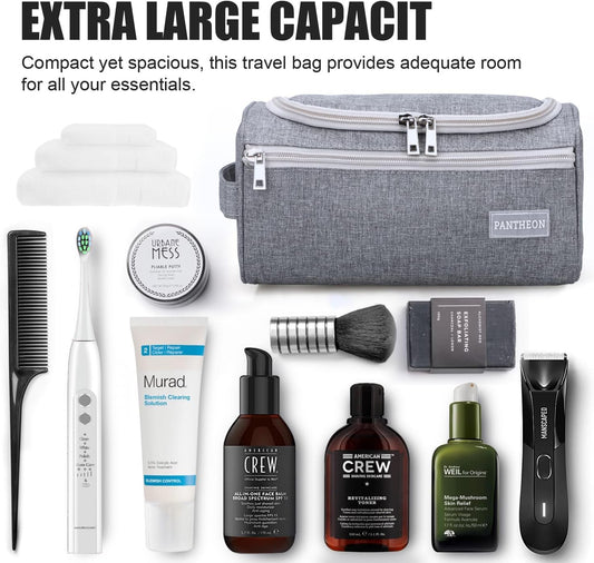 emissary Hanging Travel Toiletry Bag for Men and Women, Shower bag for Toiletries, Dopp Kit for Men, Travel Bathroom Bag, Mens Hanging Toiletry Organizer (Gray)