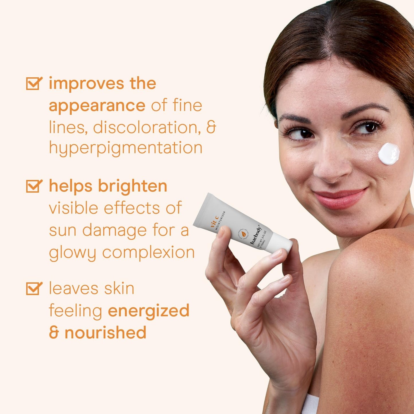 Baebody Made in USA Vitamin C Face Moisturizer - Travel Size Brightening Vitamin C Cream Moisturizer with Jojoba Oil - Anti Aging and Hydrating (0.5 fl oz/15 ml)