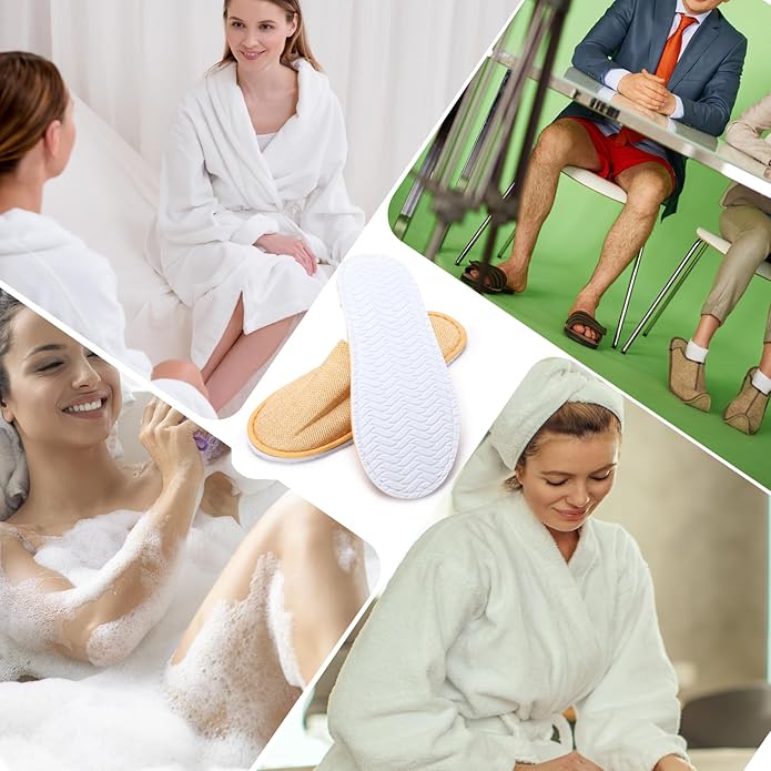24 Pairs Spa Slippers Flip Flops Disposable Slippers for Hotel Guests Women Men Closed Toe Super Comfort White