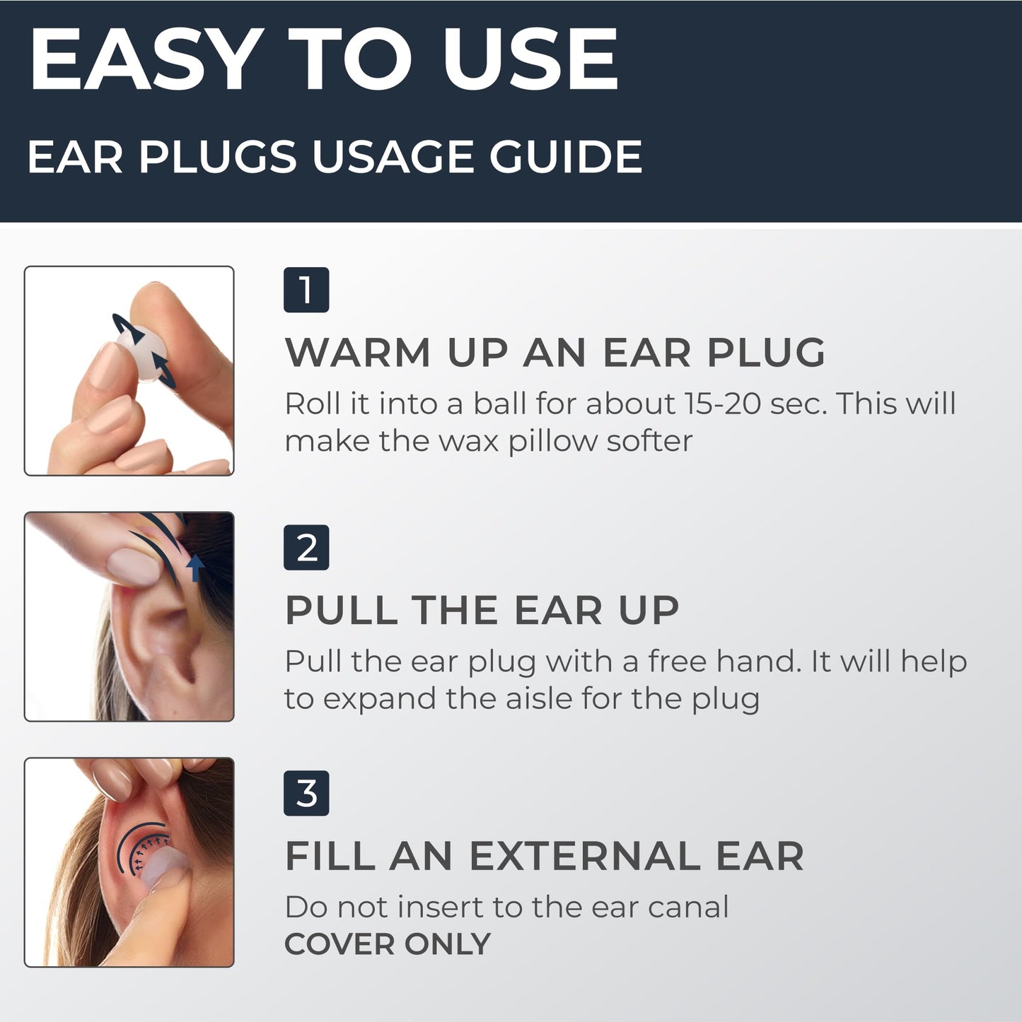 Peace&Quiet PQ Wax Ear Plugs for Sleeping, Swimming - 15 Soft Noise Cancelling Silicone Gel Wax Earplugs for Sleep and Swimmers, Ear Protection with Sound Blocking Level of 32 Db, (15-Pillows)