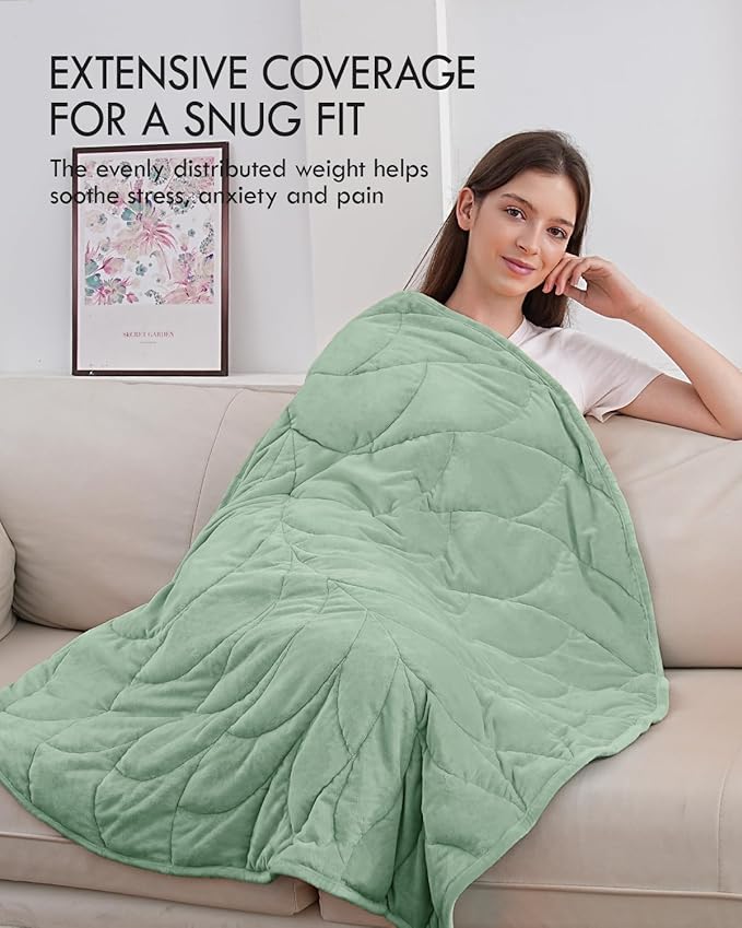 Kaisa Weighted Blanket for Adults 7lbs 41" x 53", Cozy Luxury Crystal Velvet Small Weighted Lap Blanket, All-Season Blanket, Machine Washable, Sage Green
