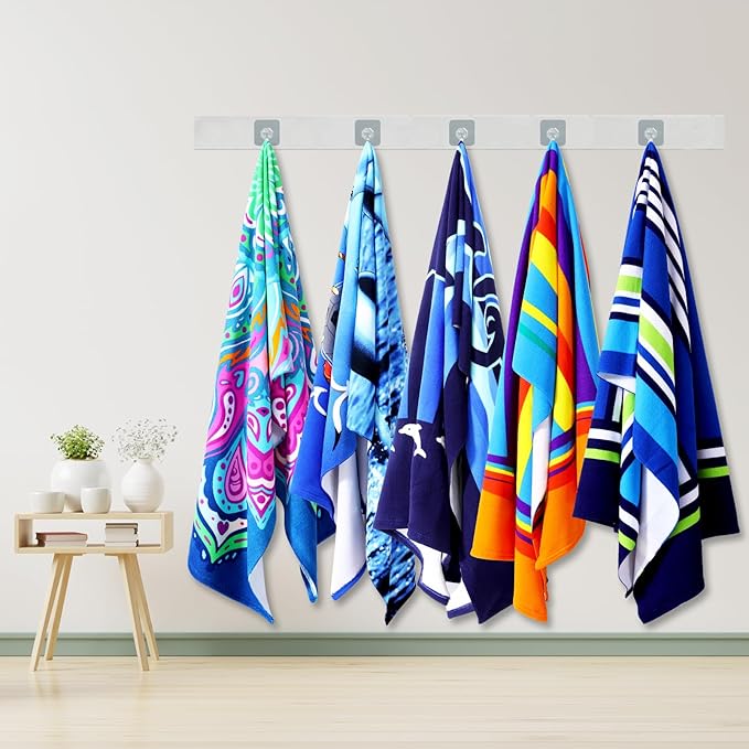 6 Packs Oversized Terry Beach Towel Set 36 x 72 Soft Thin Extra Large Big Pool Swim Camping Bulk Towels Blanket Clearance XL Travel Adult Essentials Accessories Must Haves Vacation Bohemian Leaf