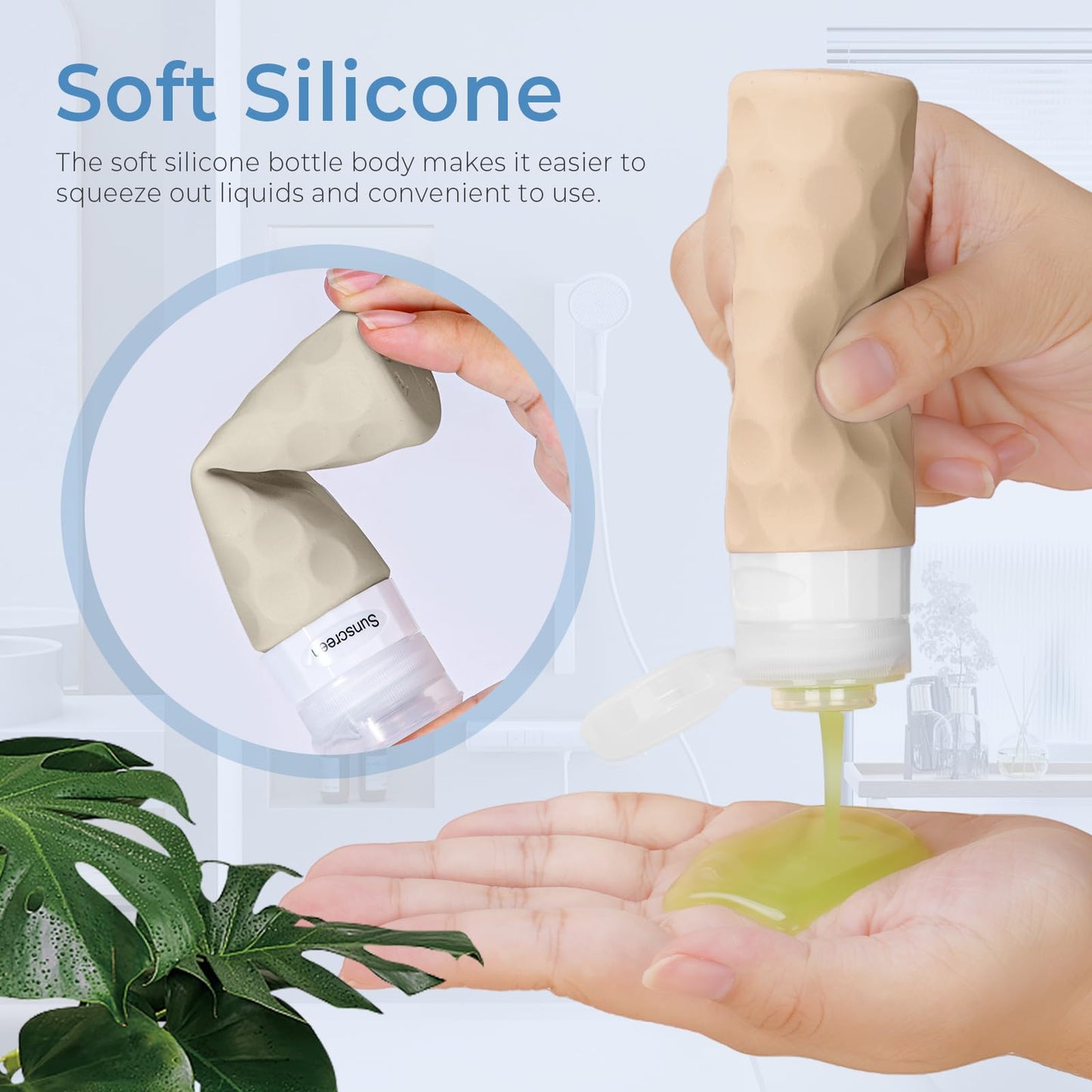 Silevoler 16pack Travel Bottles for Toiletries, TSA Approved Travel Size Containers Set, Leak Proof Refillable Liquid & Creams Toiletries Accessories Kit W/Toiletry Bag (Cream)