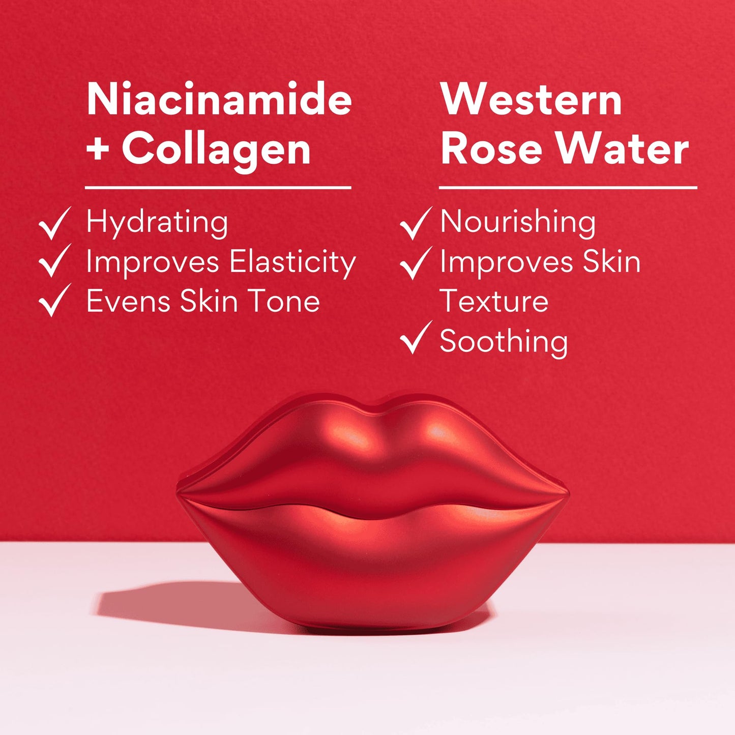 KOCOSTAR Rose Collagen Hydrogel Lip Mask with Niacinamide, Multi Functional Hydrating Lip Care for Dry and Chapped Lips, Hypoallergenic and Paraben Free, Korean Skincare (20 Count)