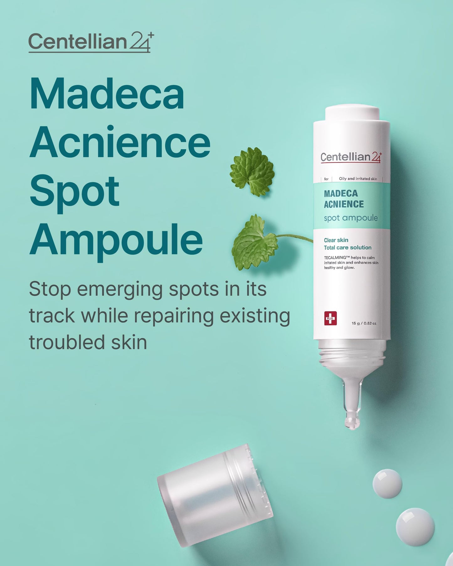 Centellian 24 Madeca Acnience Spot Ampoule (0.52oz) - Intensive Spot Care for Oily & Sensitive Skin, Controls Sebum, Soothes Redness, Korean Skin Care. Formula with Tecalming & Centella Extract