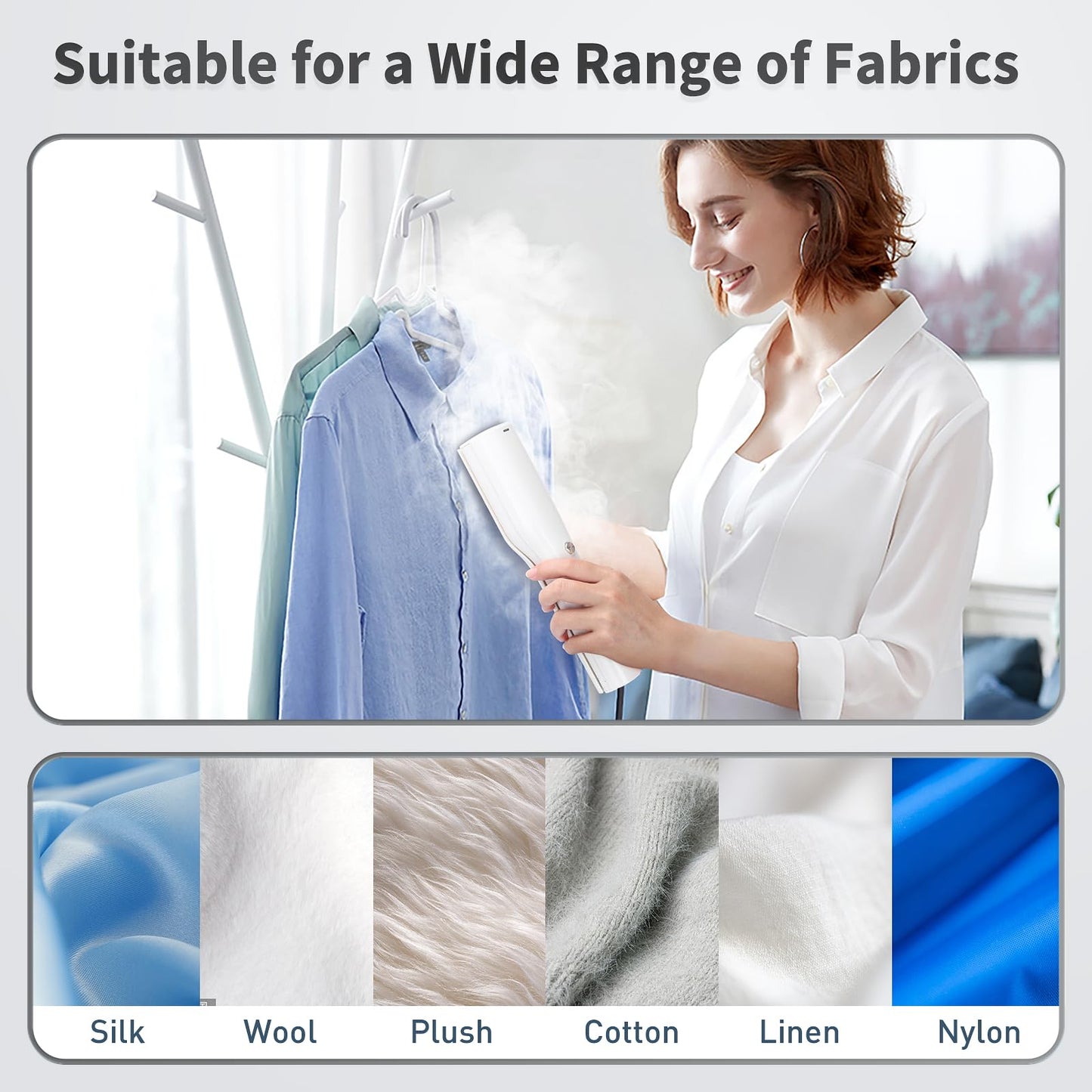 Iron Steamer for Clothes - Mini Iron, Portable Handheld Garment Steamer, 3 in 1 Steam Iron Wet & Dry Ironing, 15s Fast Heat Up, 900W Wrinkles Remover Clothes Steamer for Home, Office and Travel, 120V