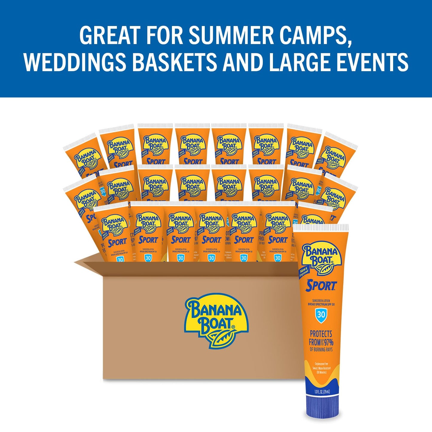 Banana Boat Sport Ultra SPF 30 Sunscreen Lotion, Travel Size Sunscreen 1 Oz, (Pack of 24)