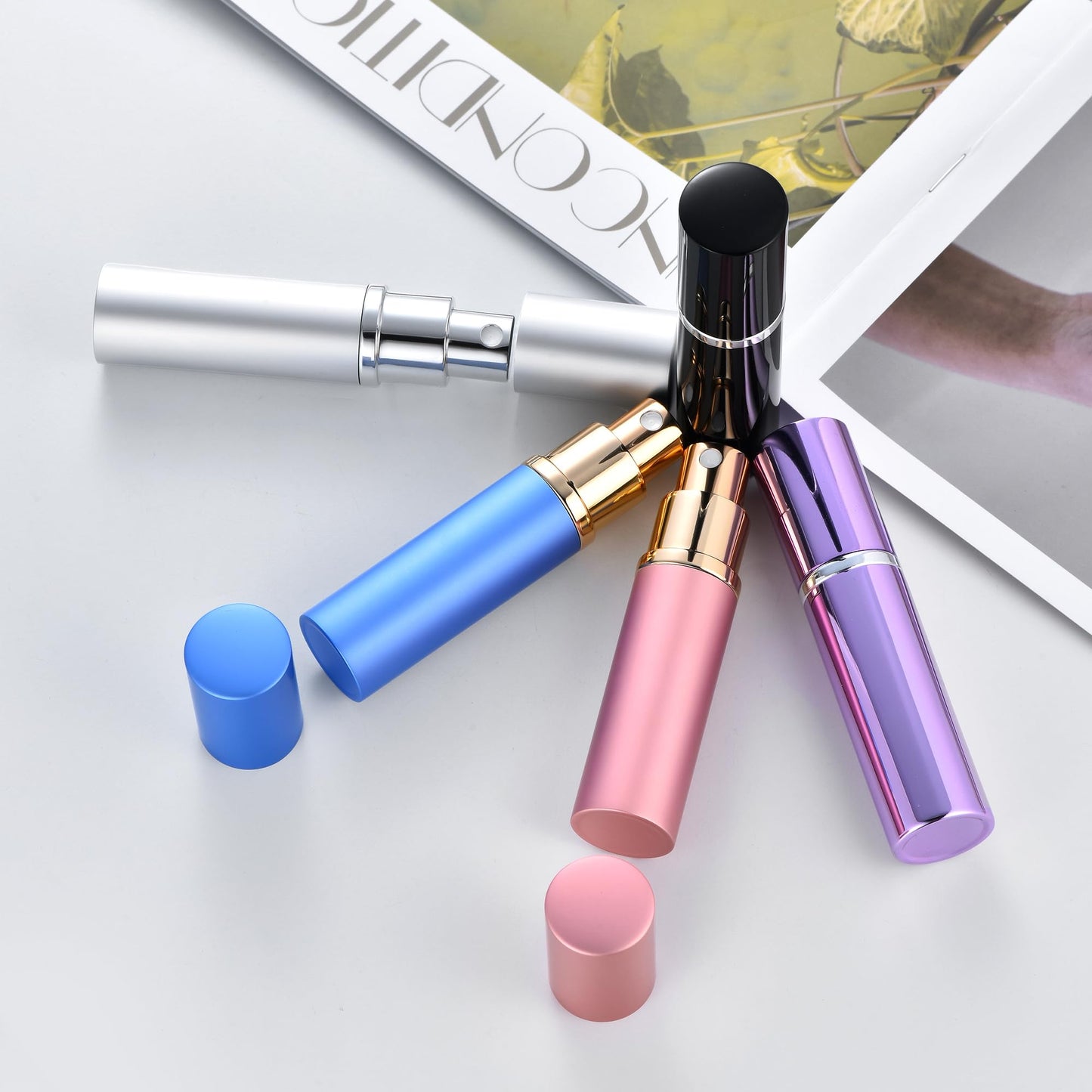 Yikimyfo 5 Pcs Travel Size Perfume Atomizer, 10ml/0.34oz Refill Bottle Mini Cologne Spray Bottle Refillable Perfume Bottle for Travel and Party with Tool