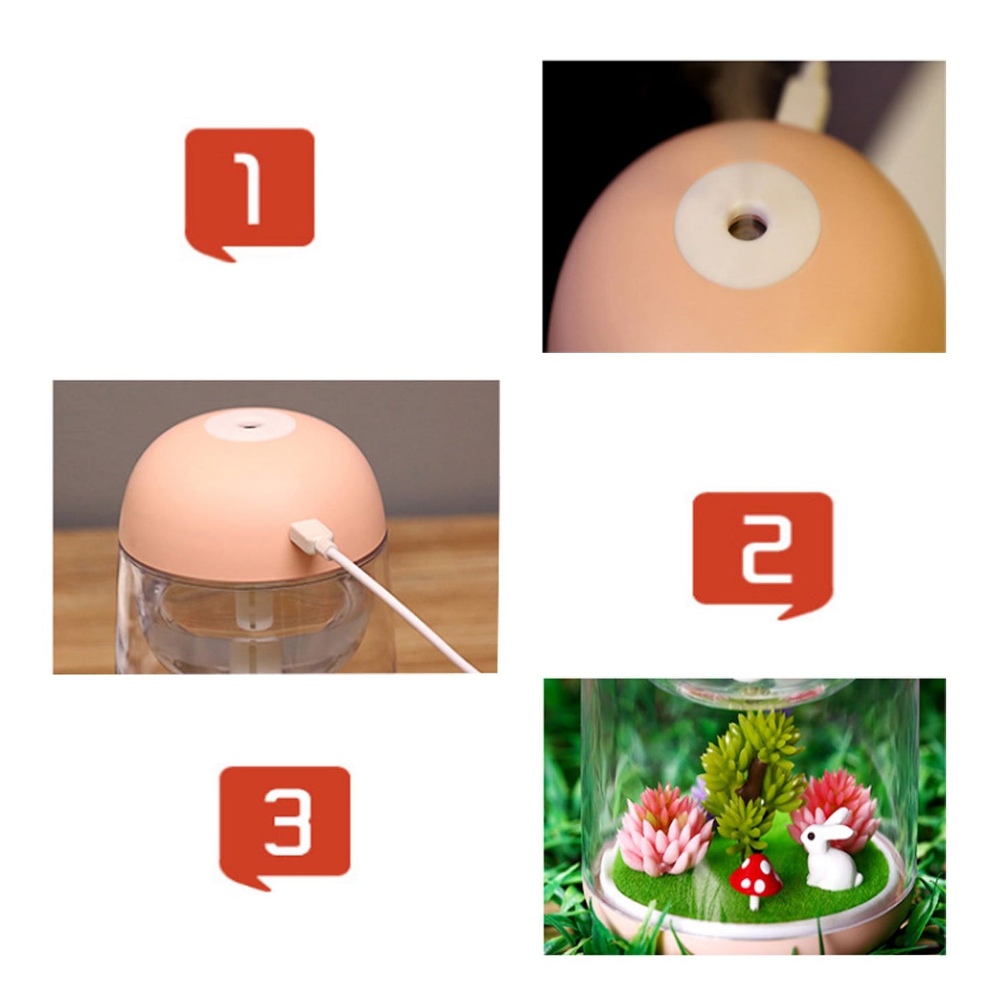 AEKAN Micro Landscape Humidifier with Changing Led Light,Adjustable Mist Mode, Waterless Auto Shut-off,for Bedroom,Office,Car (green)