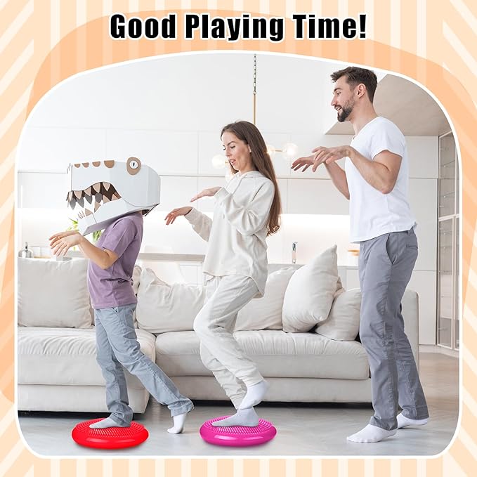 2 Pcs Wiggle Seat Inflated Wobble Cushion Flexible Balance Disc with Air Pump for Core Stability Strengthening Improving Posture Physical Exercise