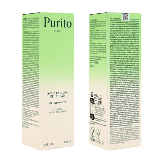 PURITO Oat In Calming Gel Cream, Oat Seed Water Hydration & Soothing, Lightweight, Non-Sticky FA Safe Moisturizer for Sensitive Skin, Non-Comedogenic, Fragrance-Free, Korean Skincare 3.38 fl.oz