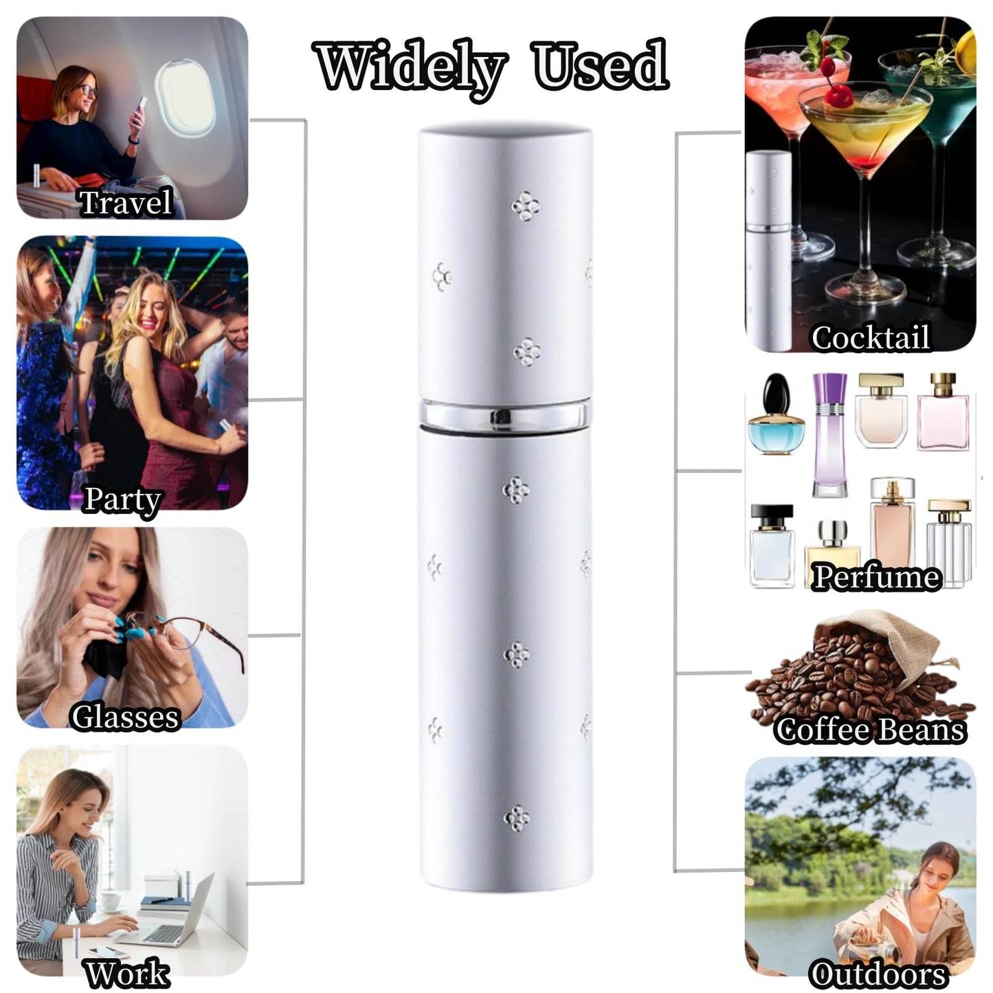 Generic Small Perfume Spray Bottle Cologne Spray Bottle Travel Perfume Atomizer Refillable Travel Cologne Spray Bottle 10ML Atomizer Mini Portable Dispenser - Dot Diamond Silver - Coffee Spray Bottle