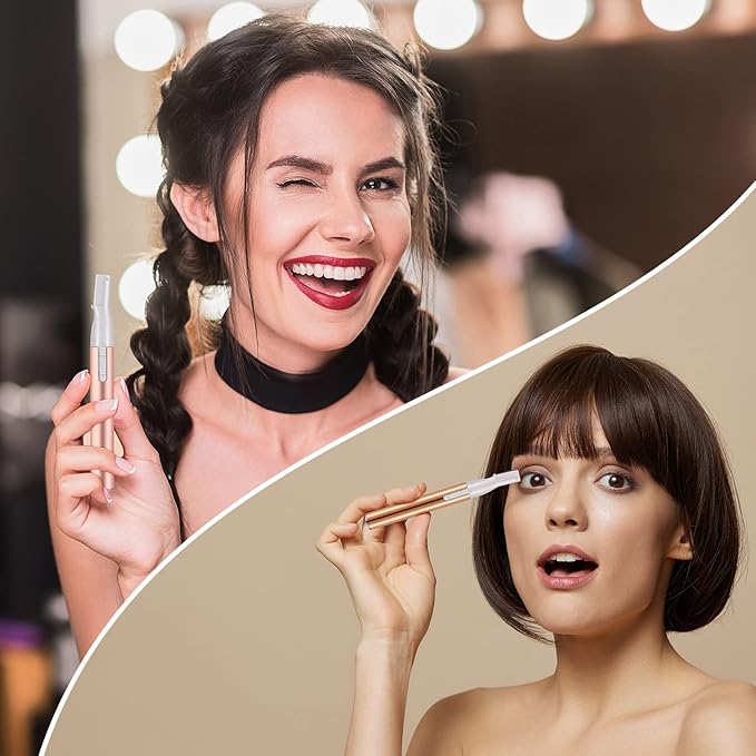 Chumia 2 Pcs Electric Eyebrow Trimmer Women Precision Face Razors Mini Shaver with Comb Christmas Women Gift Battery Operated Personal Epilator for Face Neck Fuzz Lips Leg(Gold, Light Pink)