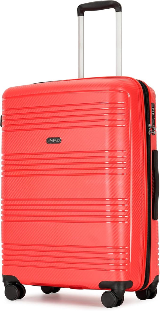 20 Inch Carry on Luggage 22x14x9 Airline Approved Hardside Suitcase with Spinner Wheels TSA Lock, 20-Inch, Red