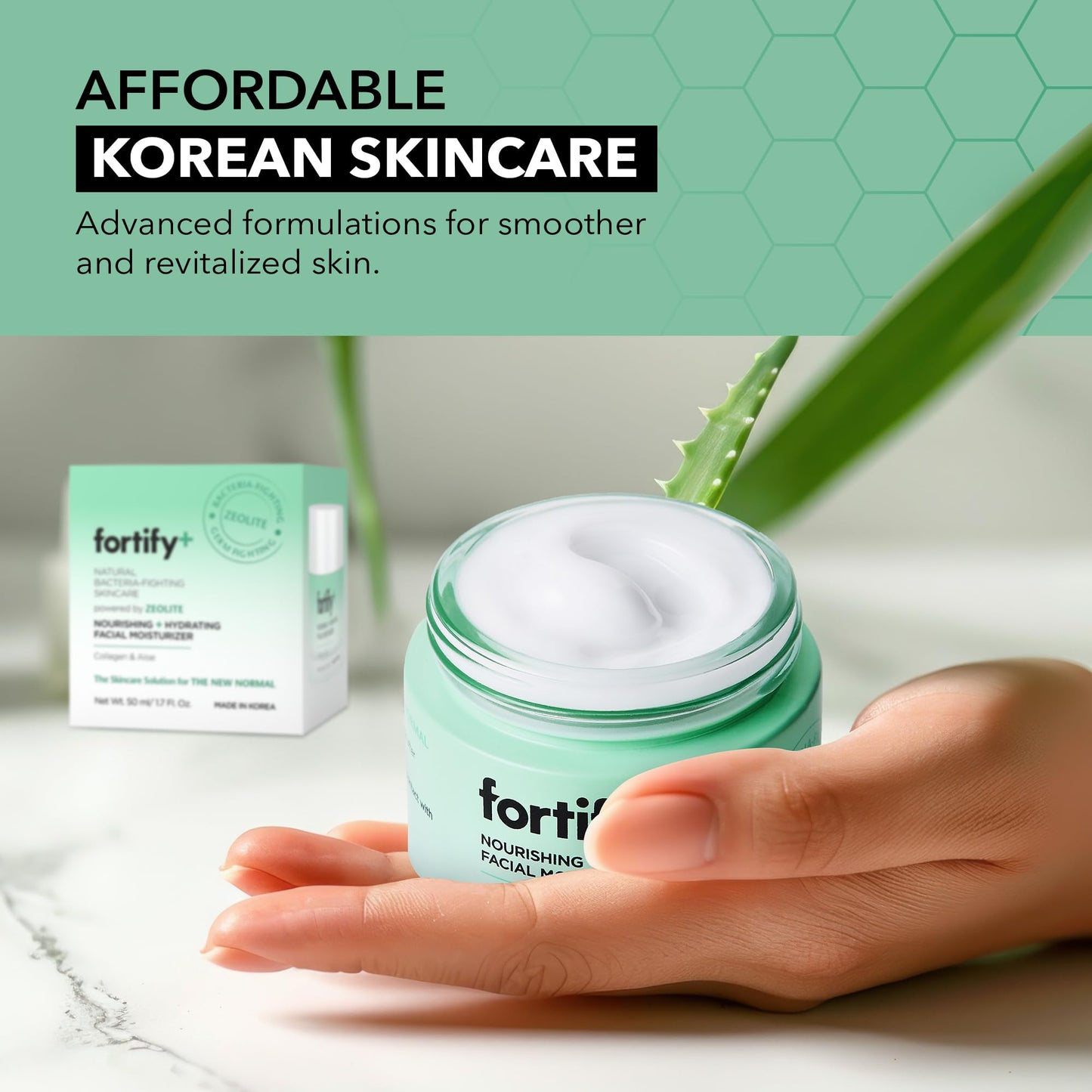 Fortify Skincare Hyaluronic Acid Moisturizer For Face with Collagen & Aloe - Dermatologist-Tested Anti-Aging Korean Skin Care - Ultra Hydrating & Nourishing - Fragrance & Alcohol-Free - 50ML/1.7Fl.Oz