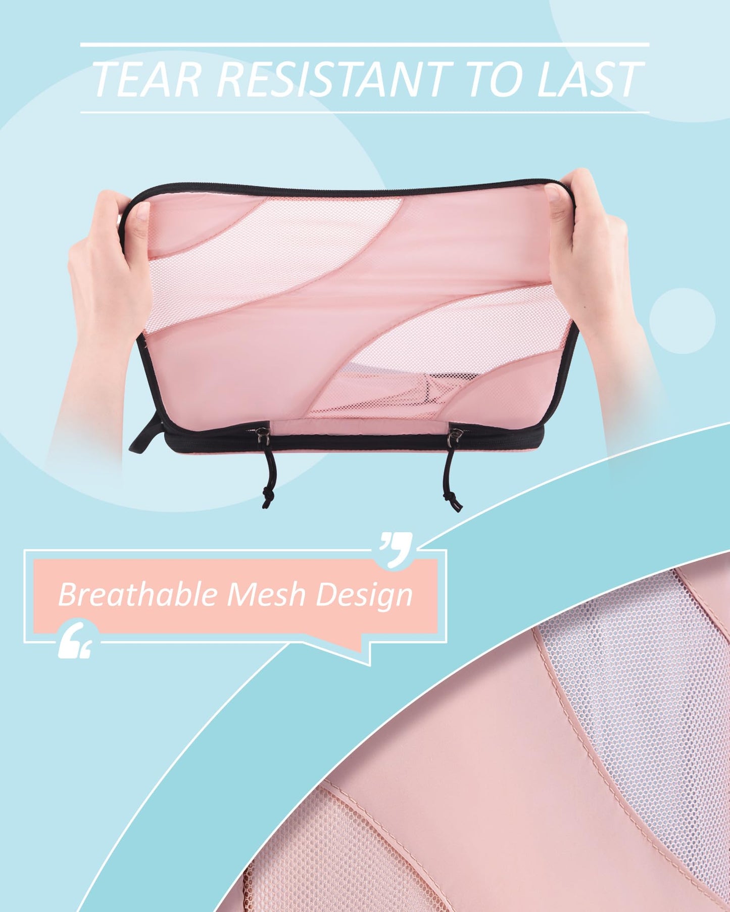 BAGSMART Compression Packing Cubes, 2 Set Travel Packing Cubes for Carry on Suitcases, Compression Suitcase Organizers Bag Set & Travel Cubes for Luggage, Lightweight Packing Organizers White Opals