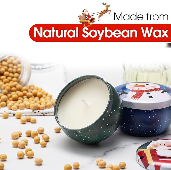 Hausware 3 Pack Scented Candles, 2.5 oz Aromatherapy Candles,Soy Candles Set with 72H Burning Time,Christmas Candles,Christmas Gift for Women (Apple Cinnamon+Cedar+Vanilla Cake)