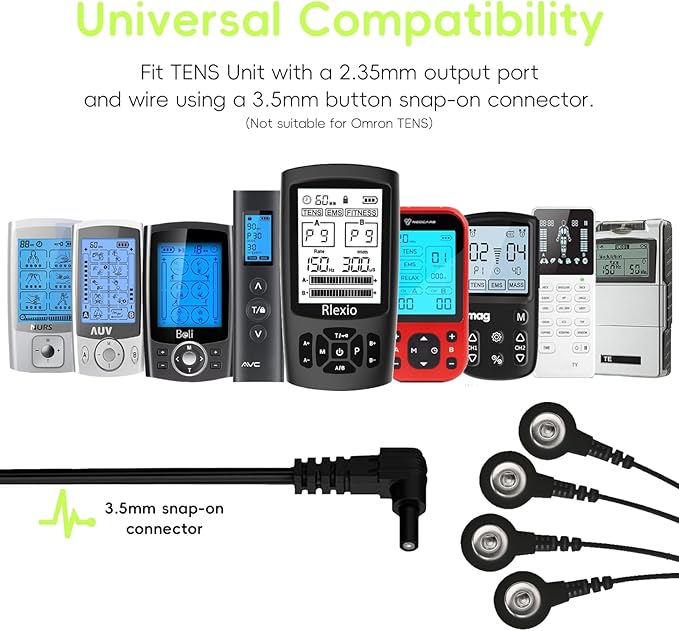 20 Pack TENS Unit Electrode Pads with Wire Cable Combination Set. Reusable Premium Hydrogel Self-Adhesive TENS Unit Replacement Pads, Compatible with Belifu, AVCOO, NURSAL, TENS 7000, AUVON, Neocarbon