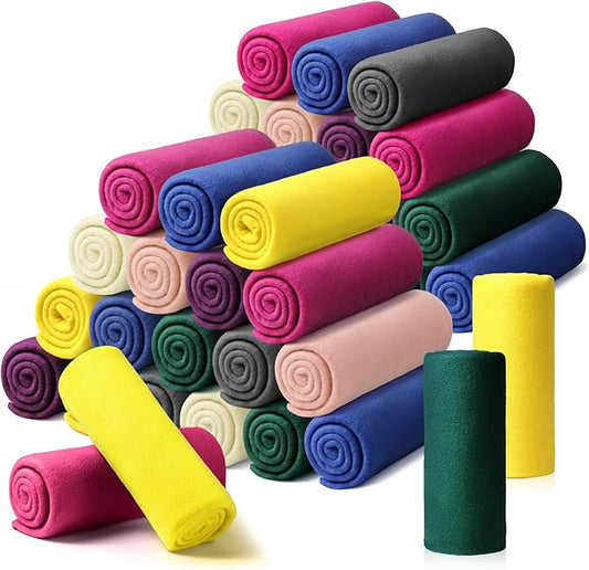 Kinlop 40 Packs Fleece Blanket Bulk 60 x 50 Inch Soft Lightweight Fleece Cozy Blanket Warm Throw Plush Pet Throw for Bed Couch Sofa Home Office Wedding Gifts Travel Camping (Vibrant Color)
