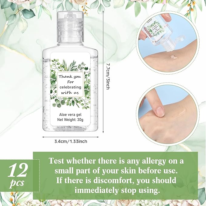 12 Pcs Mini Aloe Vera Gel Bulk for Christmas Wedding Party 1oz Soothing Moisture Aloe Gel Bulk Travel Size for Thank You Gifts Christmas Favors Wedding Party(Eucalyptus)